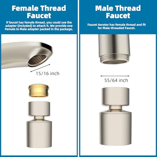 Hibbent NSF/ANSI/CAN 61 & cUPC Certified Faucet Aerator, Brushed Nickel - Image 2