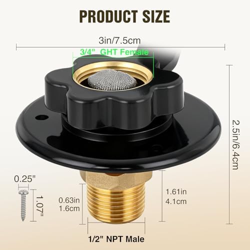 Nilight RV City Water Inlet Check Valve 1/2" NPT Male 3/4" GHT Female Brass - Image 2