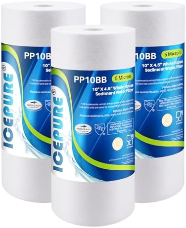 ICEPURE 5 Micron 10" x 4.5" Whole House Sediment Water Filter, 3 PACK by ICEPURE