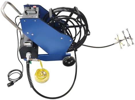 Oil Fume Duct Pipeline Cleaning Machine 220V Industrial Oil Stains Remover Dust Removal for Fume Exhaust 3.94-31.5 inch Pipe Diameter with 6pc Cleaner Brushes and 49.21 ft Flexible Shaft by Unknown