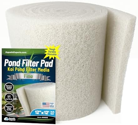 Classic Koi Pond Filter Pad FINE - White Bulk Roll Pond Filter Media, Ultra-Durable Pond Filters for Outdoor Ponds, Reusable Fish Pond Filter Material, USA (3/4" - 1" x 12" x 12 feet) by AquaticExperts