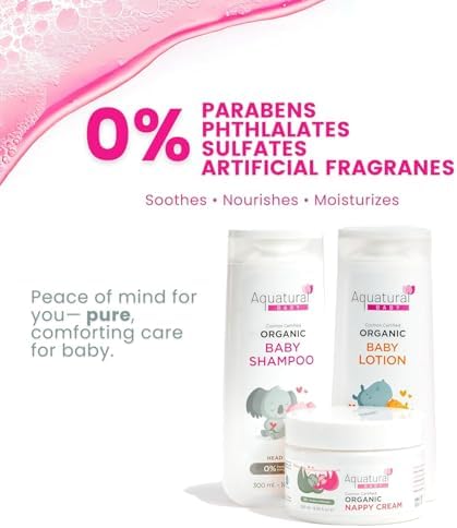 Organic Baby Essentials Bath Care Set - Certified Organic Baby Shampoo, Lotion & Nappy Cream - Dermatologist Tested, Newborn Safe, Gentle & Nourishing - Image 3