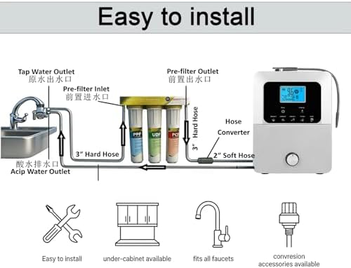 Alkaline Water Ionizer Machine, Adjustable 2.8-11 pH and Hydrogen-Rich Water System, 5 Modes, Countertop or Wall-Mounted Design, Ideal for Home and Office Use White - Image 7