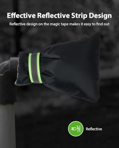 Outdoor Faucet Covers for Winter Freeze Protection, Kanosan 8.3"H X 6.7"W Thickened Reflective Outside Spigots Covers Hose Bib Insulated Sock for Winter Cold Weather, 4 Pack Black - Image 3