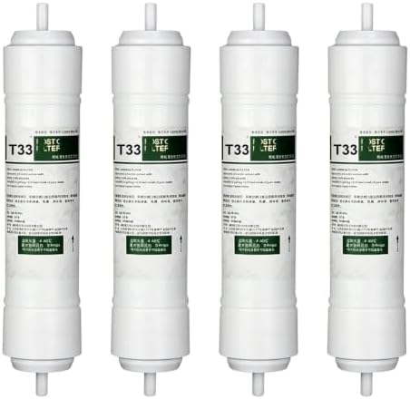 4-Pack 11" X 2.5" T33 Post Carbon Water Filter Cartridge with 1/4" Quick-Connect Straight Rod, Replacement Inline Filter for Reverse Osmosis by Unknown