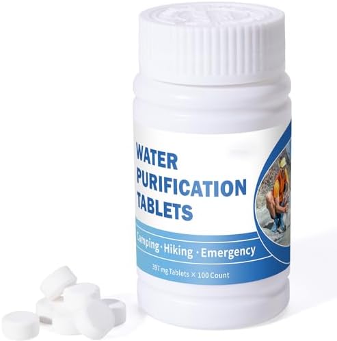 Water Purification Tablets (100 Count) - Water Tablets Purification for Drinking for Camping, Boating, Hiking, Backpacking, Emergencies - Portable Water Treatment for Safe Drinking Anywhere by ROZJOVU
