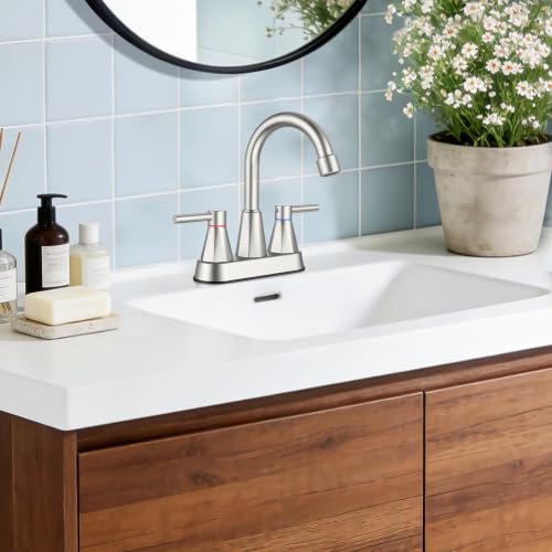 4-Inch Centerset Bathroom Sink Faucet 2-Handle, Brushed Nickel - Image 7