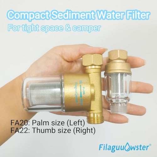 FA20 Brass Sediment Filter, Reusable Washer Water Filters, Traps Sand, Rust, 40 Micron Inline Water Filters for Washing Machines, Shower, Well - Image 3