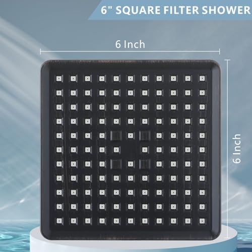 High Pressure Rain Shower Head with Filtered - 6" Square Showerhead Filter for Remove Chlorine and Harmful Substances, Improve Hair and Skin Problems, Oil Rubbed Bronze - Image 4