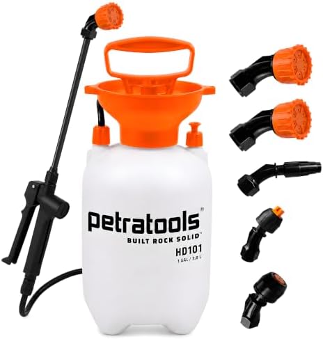 PetraTools HD101 Pro Kit - Pump Sprayer 1 Gallon, 52-in Hose & 5 Nozzles by Petra