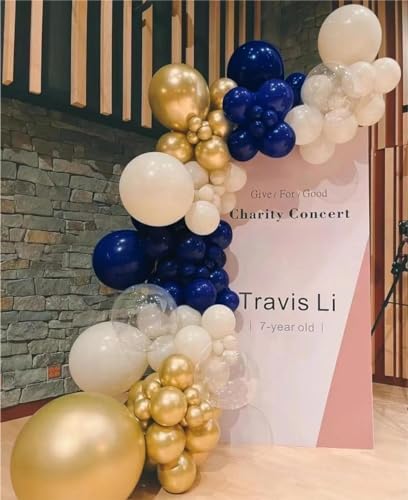 136pcs Navy Blue Gold White Balloons Arch Kit,18 12 10 5 Inch Balloons - Image 6