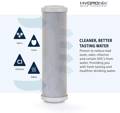 Hydronix CB‑25‑1005 Whole House Coconut Carbon Block Water Filter – 5-Micron Replacement Cartridge for RO & Drinking Water Systems | Standard 2.5 x 10 Inch Filter Housings (4 Pack) - Image 5