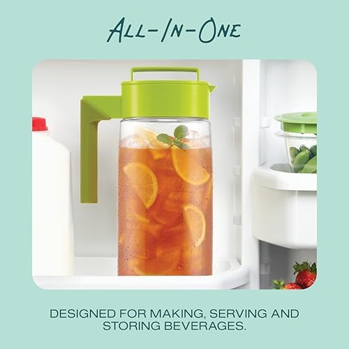 Takeya Airtight Pitcher - Durable BPA-Free Eastman Tritan Odor/Stain-Resistant Leakproof Lid for Iced Tea/Water Easy-Grip Silicone Handle Spill-Free Spout Fridge-Friendly Made in USA 2 Quart/Raspberry - Image 5
