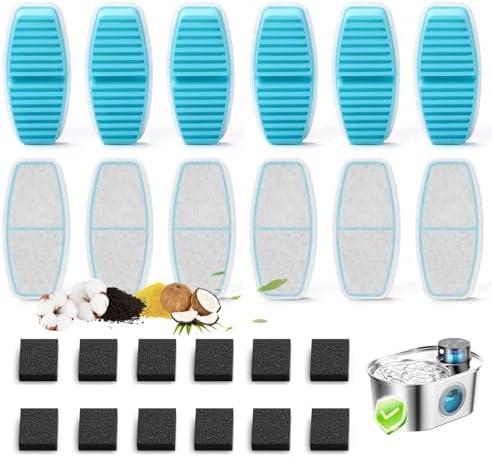 24Pcs Cat Water Fountain Filters: Pet Drinking Fountain Replacement Filter by POOEKEN