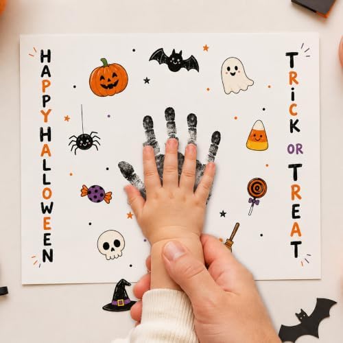 Pack of 5 Halloween Handprint & Footprint Craft Cards, DIY Halloween Art Paper Kit for Kids, Preschool Classroom Activity, Toddler Craft, Daycare, Homeschool Keepsake - Image 6