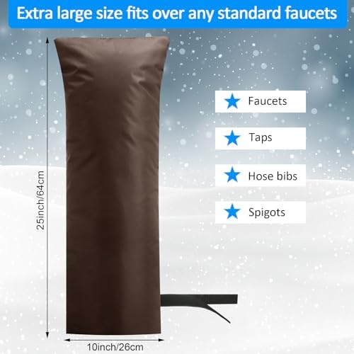 Frienda 2 Pcs Outdoor Faucet Cover for Winter Freeze Protection Large,Khaki - Image 2