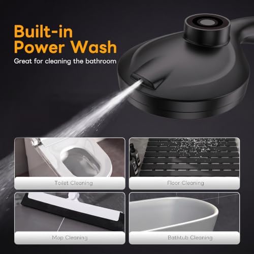High Pressure Handheld Shower Head Matte Black- Anti-clog Nozzles, Built-in Power Wash to Clean Tub, Wall & Overhead Brackets,Magnetitc Rainfall Showerhead hand held - Image 5