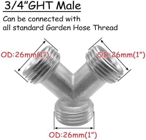 Uenede Nickel-plated Brass Splitter 3/4" GHT Male Y Connector, 2PCS - Image 2