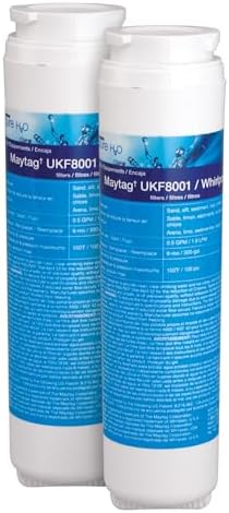 Watts M-2-2 Maytag Refrigerator Water Filter Replacement Cartridge 2-Pack, Compatible with UKF8001/UKF8001AXX, 6-Month Life, Reduces Lead, Chlorine & VOCs, NSF Certified by WATTS