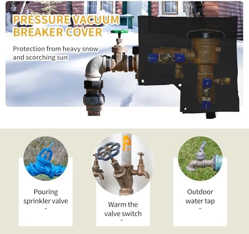 Backflow Preventer Cover Insulated Pouch, Sprinkler Valve Cover Insulated, Pipe Insulation Cover, Protects from Severe Snow and Intense Sun, Winter Water Well Pump Covers (Black 13" W×12" H) - Image 4