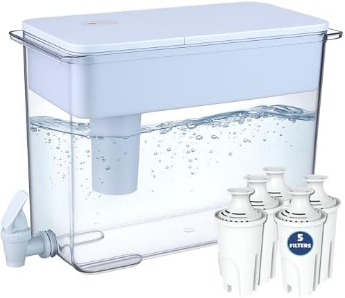 30-Cup Water Filter Pitcher & 5 Filters & Electronic Filter Change Reminder by JOEYZ