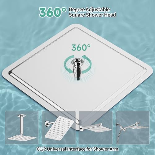 SR SUN RISE 16 Inch Rain Shower Head, High Pressure Rainfall Showerhead Large Waterfall Shower Head Ultra Thin Water Saving, Polished Chrome 304 Stainless Steel - Image 6
