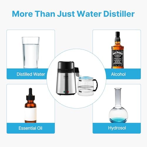 VEVOR Water Distiller, 4L/1.1 Gallon Pure Water Purifier Filter for Home Countertop, 750W Distilled Water Maker, Stainless Steel Interior Distiller Water Making Machine to Make Clean Water, Silver - Image 6