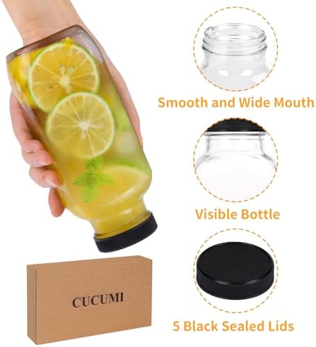 CUCUMI 5pcs 16oz Glass Juice Bottles with Lids - Image 4