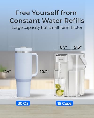 Waterdrop EDC01W Electric Water Filter Pitcher, NSF/ANSI 42, 15-Cup, White - Image 5