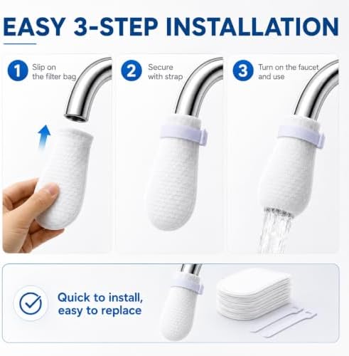 300 Pack Universal Faucet Filter Bags, 1000 Mesh Replaceable Tap Water Filter Sleeves for Kitchen & Bathroom Sink, Food Grade Non-Woven Sediment Filter for Rust, Sand, Limescale and Impurities - Image 4
