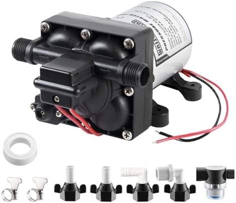 WASSERMANN RV Water Pump 12 Volt DC 3.0GPM 55PSI Replacement For 4008-101-A65 Water Pump Self Priming Diaphragm Pump with Pressure Switch for RV Kitchen Bathroom Marine Yacht Garden Camper Water Pumps by wassermann