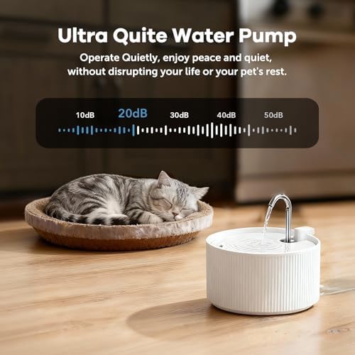 Upgrade 2.2L/78oz Ceramic Cat Fountain, Automatic Ceramic Water Fountain for Cats, Pet Water Fountain with Ultra-Quiet Pump (White) - Image 4