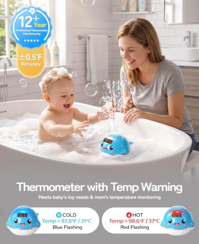 Pircaath Light Up Bath Sprinkler Toy for Baby 0-36 Months, with Thermometer - Image 2