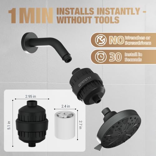 25-Stage Shower Filter prevents scale buildup,Revitalize Hair Skin Nails with Purifying Water, softener hard water,99% Lead Chlorine, Fluoride Removed,High Output Fan Technology,Matte Black - Image 6