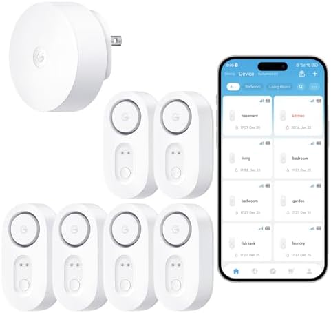 GoveeLife Upgraded Smart Water Leak Detector 1s with High Alarm, 6 Pack by GoveeLife