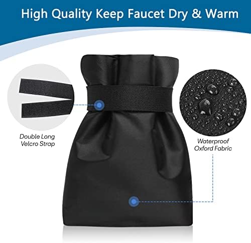 Outdoor Faucet Cover Socks for Winter Freeze Protection, 7.09" W x 9.06" H, Velcro Thickened Anti-Freeze Outdoor Tap Cover, Reusable Waterproof Insulated Spigot backflow Cover,Black, 2Pcs - Image 3