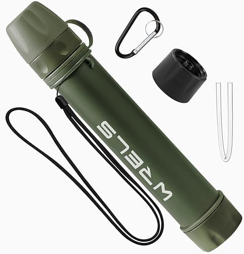 WRELS Water Filter Straw,NSF & SGS Certified Personal Portable Filter for Camping Hiking Survival,Outdoor Water Filter with Carabiner & Extension Tube – Emergency Water Filtration System by WRELS