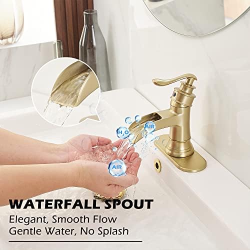 BWE Brass Gold Waterfall Sink Faucet for Modern & Traditional Bathroom - Image 4