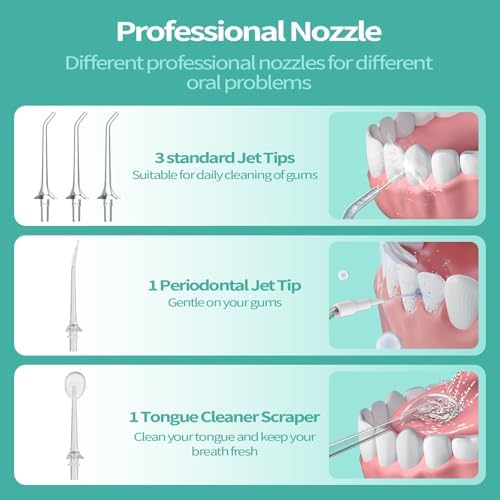 Water Flosser for Teeth Cordless: 260ML Portable Oral Irrigator with DIY Strength for Daily Oral and Braces Care, 4 Modes & 5 Jet Tips, 40-Day Battery, IPX7 Waterproof Dental Flosser for Home Travel - Image 4