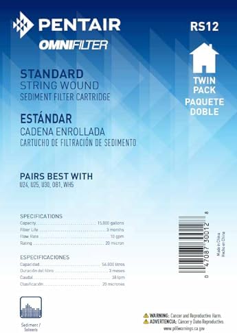 Pentair OMNIFilter RS12 Sediment Water Filter, 10-Inch, Standard Whole House String Wound Sediment Replacement Filter Cartridge, 10" x 2.5", 20 Micron, Pack of 2 - Image 3