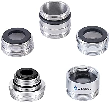 WINGSOL Faucet Adapter Kits lead-free chrome-plated Brass for Kitchen Bathroom Faucet Male Female Faucet Mount Filter Garden Hose Bathtub Aerator Diverter Water Filter Accessories 5PCS by WINGSOL
