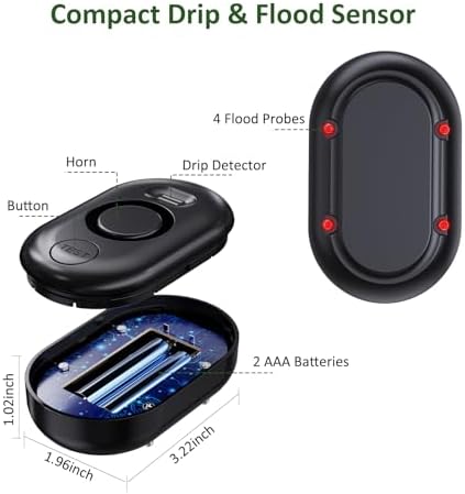 5 Pack Water Leak Detectors for Home, 100dB Water Sensor Alarm Black - Image 2