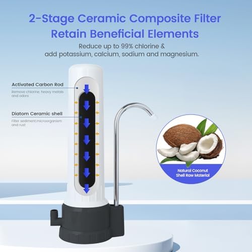 Countertop Filter Water System, 5-Stage Alkaline Water Filter, 8000 Gallons Faucet Water Filter with 1 Washable Ceramic Filter (BS-10-M12) - Image 3