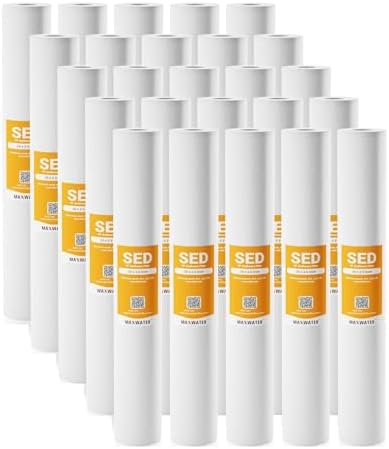 Max Water Slim Blue 5 Micron 20 inch x 2.5 inch Whole House Melt-Blown Polypropylene Sediment Water Filter Replacement Cartridge (Pack of 25) by MaxWater