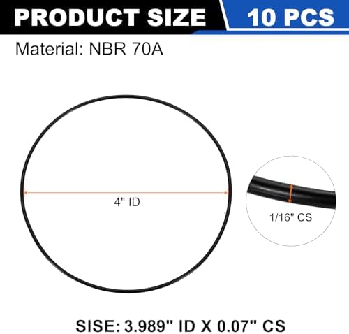 uxcell 10Pcs AS-045 NBR 70A O-Rings 4" ID x 1/16" CS/3.989" ID x 0.07" CS - Image 2