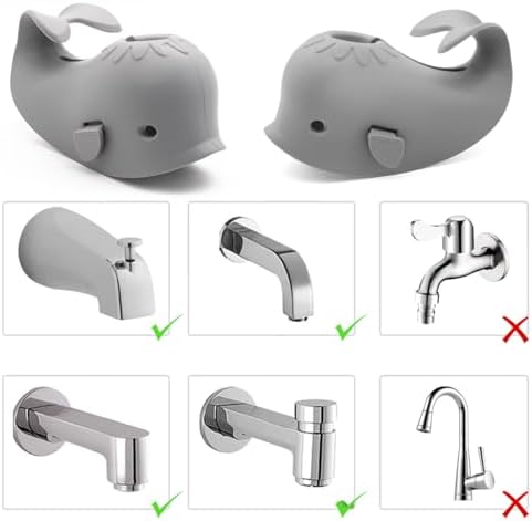 Baby Bathtub Faucet Cover, Faucet Cover Baby Bathtub Spout Cover, Bath Spout Protective Cover, Bathtub Safety Spout Guard, Baby Safety Protection Silicone Kit, Grey Whale Protector - Image 6
