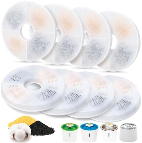 8 Pack Cat Water Fountain Filter Replacement Compatible with Catit, Cat Fountain Filters Compatible with Catit Design Senses Fountain/Flower Fountain/Senses 2.0 / Fresh & Clear Stainless Steel by ELXXROONM