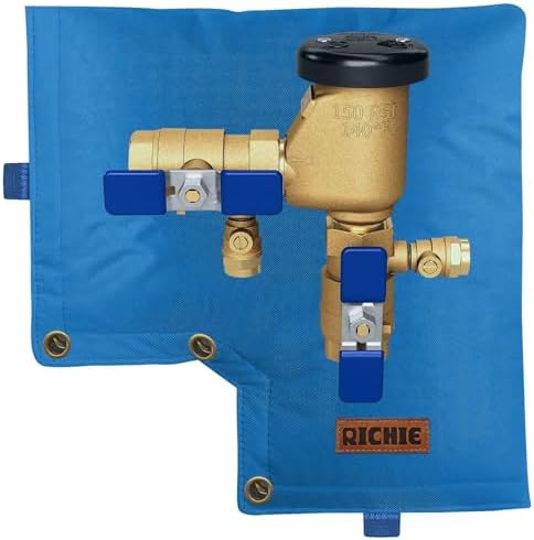 Backflow Preventer Insulated Cover (5°F) for Winter Freeze Protection, 13" W x 12" H Thickened Pressure Vacuum Breaker & Well Pump Cover, Outdoor Waterproof Insulation Pouch for Sprinkler Valve, Blue by RICHIE