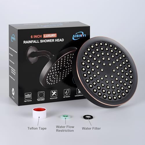 6" High Pressure Rain Shower Head, Luxury Oil Rubbed Bronze Finish - Image 3