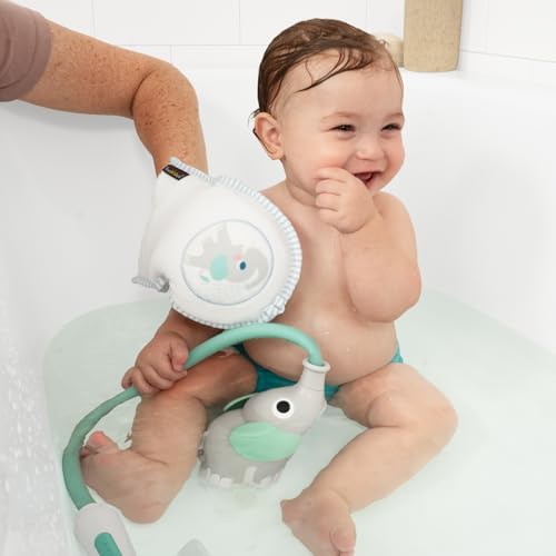 Yookidoo Elephant Baby Bath Toy Rinser with Washing Glove – Fun Battery-Operated Water Play & Trunk Spout Sprayer, Gentle Sink or Tub Bathing Essential for Newborns (Wash & Glove Turquiose) - Image 2